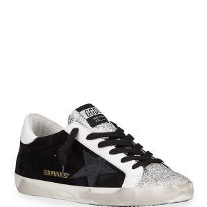 Golden Goose Superstar Mixed Leather Glitter Sneakers